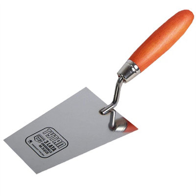 Toolty Bucket Trowel with Wooden Handle 130mm Stainless Steel for Scooping and Scraping Mortar Cement Plaster Masonry Brickwork