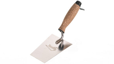 Toolty Bucket Trowel with Wooden Handle 140mm Stainless Steel for Scooping and Scraping Mortar Cement Plaster Masonry Brickwork K