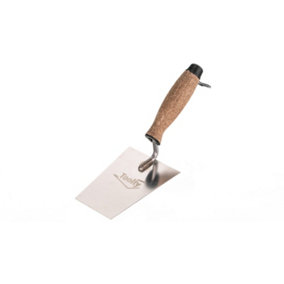 Toolty Bucket Trowel with Wooden Handle 140mm Stainless Steel for Scooping and Scraping Mortar Cement Plaster Masonry Brickwork K