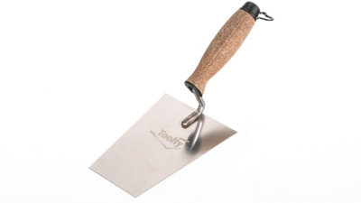 Toolty Bucket Trowel with Wooden Handle 160mm Stainless Steel for Scooping and Scraping Mortar Cement Plaster Masonry Brickwork K