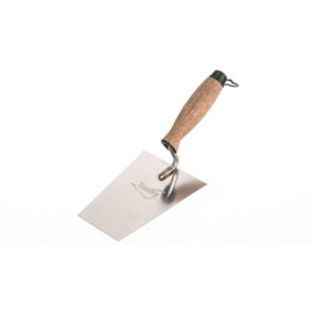 Toolty Bucket Trowel with Wooden Handle 160mm Stainless Steel for Scooping and Scraping Mortar Cement Plaster Masonry Brickwork K