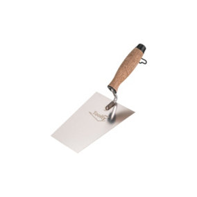 Toolty Bucket Trowel with Wooden Handle 180mm Stainless Steel for Scooping and Scraping Mortar Cement Plaster Masonry Brickwork K