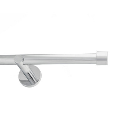 Toolty Chrome Metal Curtain Pole 19mm With Finials Rod Modern Brackets Luna 290cm