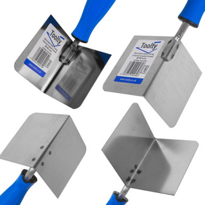 Toolty Corner Lining Angled Trowel with Rubber Handle 80x60mm Set 2PCS ...