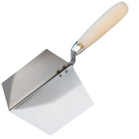 Toolty Corner Lining External Angled Sharp Trowel with Wooden Handle 120x75mm Stainless Steel for Plastering Finishing DIY