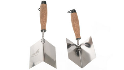 Goldblatt Corner Trowel Set – Stainless Steel Inner & Outer Angle Trowels For Drywall & Plaster – Professional Corner Finishing Tools With Comfort Grip