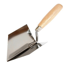 Toolty Corner Lining Internal Angled Sharp Trowel with Wooden Handle 120x75mm Stainless Steel for Plastering Finishing DIY
