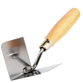 Toolty Corner Lining Internal Angled Trowel with Wooden Handle 120x60mm Stainless Steel for Plastering Finishing DIY