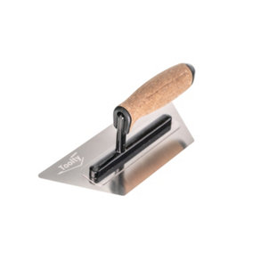 Toolty Flexible Trapezoidal Trowel with Cork Handle on Aluminium Foot 240mm Stainless Steel for Finishing Plastering Smoothing DIY