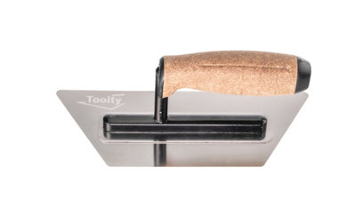 Toolty Flexible Trapezoidal Trowel with Cork Handle on Aluminium Foot 240mm Stainless Steel for Finishing Plastering Smoothing DIY