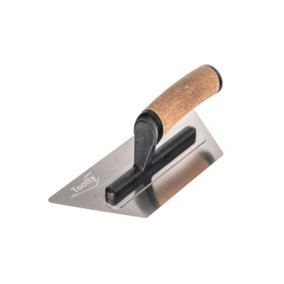 Toolty Flexible Trapezoidal Trowel with Cork Handle on Polyamide Foot 240mm Stainless Steel for Finishing Plastering Smoothing DIY