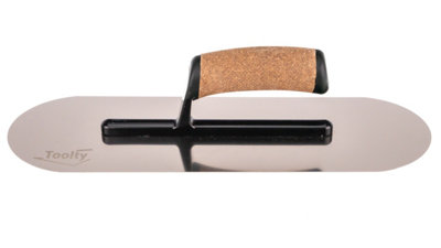 Toolty Fully Rounded Concrete Finishing Trowel with Cork Handle on Aluminium Foot 480mm for Plastering Smoothing DIY