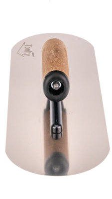 Toolty Fully Rounded Concrete Finishing Trowel with Cork Handle on Aluminium Foot 480mm for Plastering Smoothing DIY