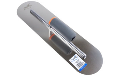 Toolty Fully Rounded Concrete Finishing Trowel with Rubber Handle on Aluminium Foot 480mm for Plastering Smoothing DIY