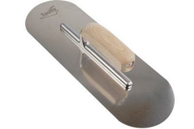 Toolty Fully Rounded Concrete Finishing Trowel with Wooden Handle on Aluminium Foot 380mm for Plastering Smoothing DIY