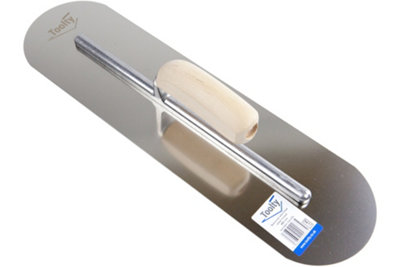 Toolty Fully Rounded Concrete Finishing Trowel with Wooden Handle on Aluminium Foot 480mm for Plastering Smoothing DIY