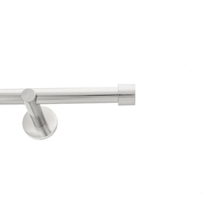 Toolty Inox Metal Curtain Pole 19mm With Finials Rod Modern Brackets Luna 175cm