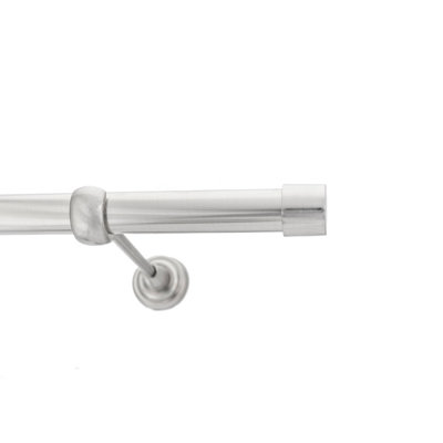 Toolty Inox Metal Curtain Pole 25mm With Finials Rod Classic Brackets Luna 390cm