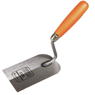 Toolty Margin Plastering Trowel with Wooden Handle 100mm Grinded Carbon Steel for Brickwork and Plastering Rendering DIY