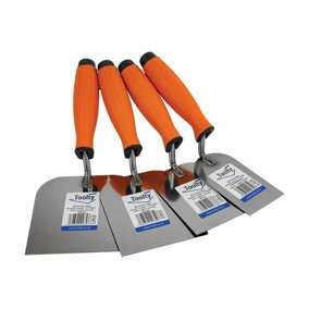 Toolty Margin Wall Putty Finishing Trowel with Rubber Handle Set 4PCS 60,80,100,120mm for Brickwork and Plastering Rendering DIY