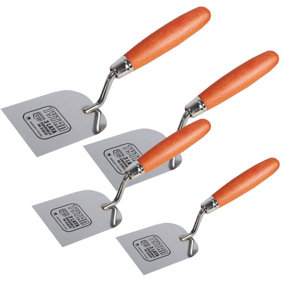 Toolty Margin Wall Putty Finishing Trowel with Wooden Handle Set 4PCS 60, 80, 100, 120mm for Brickwork and Plastering Rendering