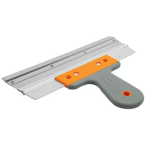 Toolty Notched Squeegee with Rubber Handle 280mm Stainless Steel for Epoxy Resin Screed Cement Self Levelling Compound Flooring