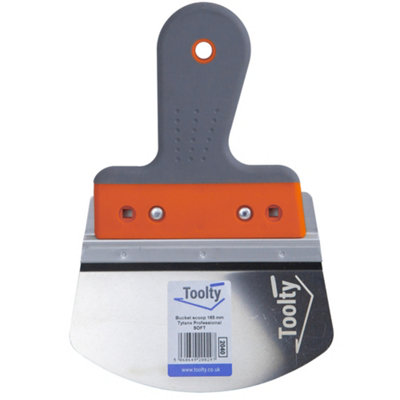 Toolty Profiled Bucket Scoop Trowel with Soft Grip Handle 165mm Stainless Steel for Scooping Picking Compound Plaster DIY
