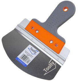Toolty Profiled Bucket Scoop Trowel with Soft Grip Handle 200mm Stainless Steel for Scooping Picking Compound Plaster DIY