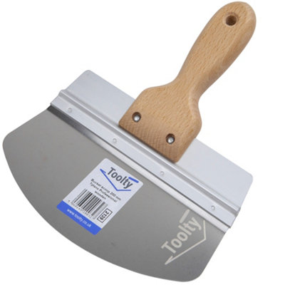 Toolty Profiled Bucket Scoop Trowel with Wooden Handle 200mm Stainless Steel for Scooping Picking Compound Plaster DIY