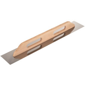 Toolty Smooth Trowel with Wooden Handle 780mm Stainless Steel for Plastering Rendering Flooring Finishing Smoothing DIY
