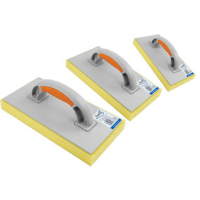 Toolty Sponge Grouting Float 280x140x25mm Set 3PCS Yellow Medium Dense Two Component Handle Tiling Finishing Trowel Floors Walls