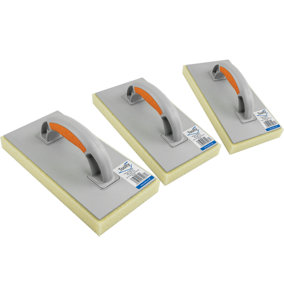 Toolty Sponge Grouting Float 280x140x30mm Set 3PCS Hydro-Absorbing Two Component Handle Tiling Finishing Tool Trowel Floors Walls