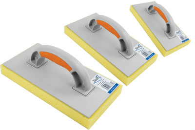 Toolty Sponge Grouting Float 280x140x30mm Set 3PCS Yellow Medium Dense Two Component Handle Tiling Finishing Trowel Floors Walls