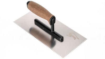 Toolty Stainless Steel Adhesive Notched Trowel with Cork Handle on Aluminium Foot 270mm 3x3mm for Tiling Plastering Rendering DIY - 5