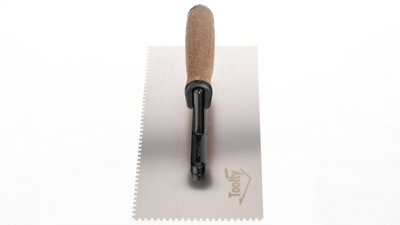 Toolty Stainless Steel Adhesive Notched Trowel with Cork Handle on Aluminium Foot 270mm 3x3mm for Tiling Plastering Rendering DIY - 8