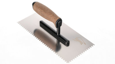 Toolty Stainless Steel Adhesive Notched Trowel with Cork Handle on Aluminium Foot 270mm 4x4mm for Tiling Plastering Rendering DIY - 7