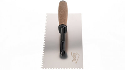 Toolty Stainless Steel Adhesive Notched Trowel with Cork Handle on Aluminium Foot 270mm 4x4mm for Tiling Plastering Rendering DIY - 8