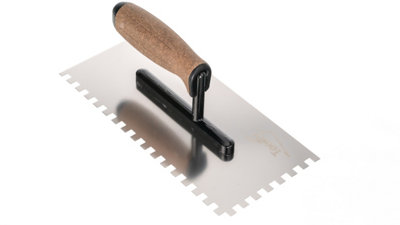 Toolty Stainless Steel Adhesive Notched Trowel with Cork Handle on Aluminium Foot 270mm 8x8mm for Tiling Plastering Rendering DIY - 7
