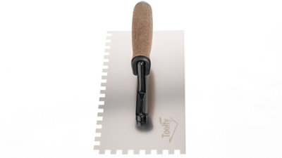Toolty Stainless Steel Adhesive Notched Trowel with Cork Handle on Aluminium Foot 270mm 8x8mm for Tiling Plastering Rendering DIY - 8