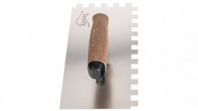 Toolty Stainless Steel Adhesive Notched Trowel with Cork Handle on Polyamide Foot 270mm 12x12mm for Tiling Plastering Rendering - 4