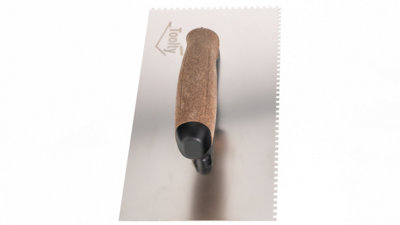 Toolty Stainless Steel Adhesive Notched Trowel with Cork Handle on Polyamide Foot  270mm 3x3mm for Tiling Plastering Rendering DIY - 4