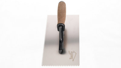 Toolty Stainless Steel Adhesive Notched Trowel with Cork Handle on Polyamide Foot  270mm 3x3mm for Tiling Plastering Rendering DIY - 8