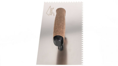 Toolty Stainless Steel Adhesive Notched Trowel with Cork Handle on Polyamide Foot 270mm 4x4mm for Tiling Plastering Rendering DIY - 4