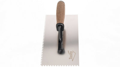 Toolty Stainless Steel Adhesive Notched Trowel with Cork Handle on Polyamide Foot 270mm 4x4mm for Tiling Plastering Rendering DIY - 8