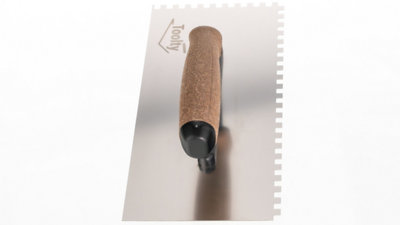 Toolty Stainless Steel Adhesive Notched Trowel with Cork Handle on Polyamide Foot 270mm 6x6mm for Tiling Plastering Rendering DIY - 4