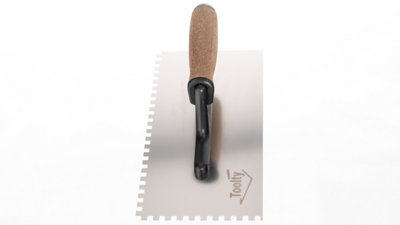 Toolty Stainless Steel Adhesive Notched Trowel with Cork Handle on Polyamide Foot 270mm 6x6mm for Tiling Plastering Rendering DIY - 8