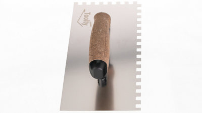 Toolty Stainless Steel Adhesive Notched Trowel with Cork Handle on Polyamide Foot 270mm 8x8mm for Tiling Plastering Rendering DIY