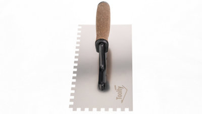 Toolty Stainless Steel Adhesive Notched Trowel with Cork Handle on Polyamide Foot 270mm 8x8mm for Tiling Plastering Rendering DIY - 6