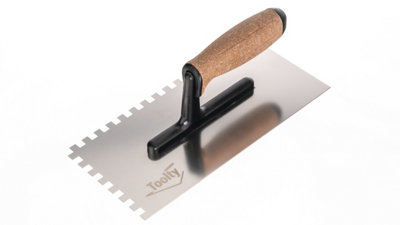 Toolty Stainless Steel Adhesive Notched Trowel with Cork Handle on Polyamide Foot 270mm 8x8mm for Tiling Plastering Rendering DIY - 7