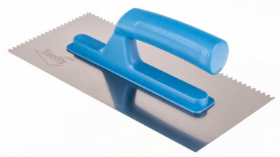 Toolty Stainless Steel Adhesive Notched Trowel with Plastic Handle - 270mm - 3x3mm - for Tiling Plastering Rendering DIY - 3